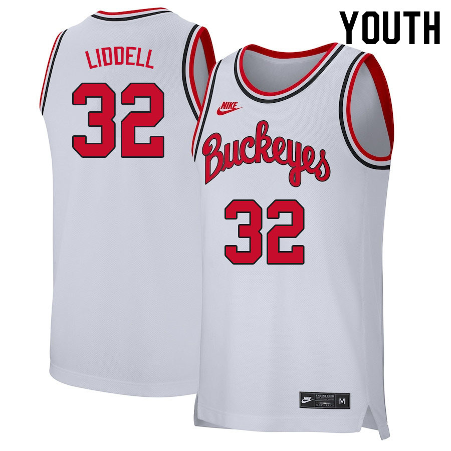 Youth #32 E.J. Liddell Ohio State Buckeyes College Basketball Jerseys Sale-Retro White